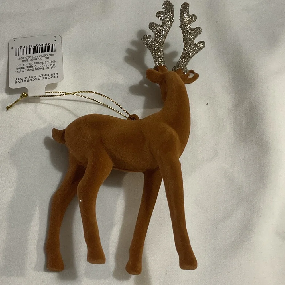 Wondershop Velvet Brown Reindeer Ornament with Glitter Antlers